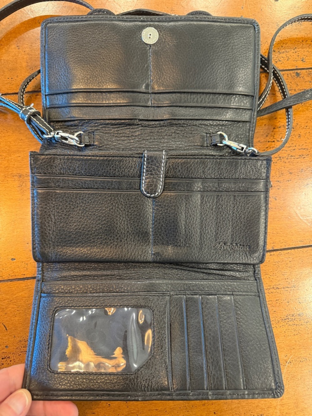 NWOT Brighton Black Leather Wallet Crossbody Organizer Buckle Silver Accent - Picture 3 of 14